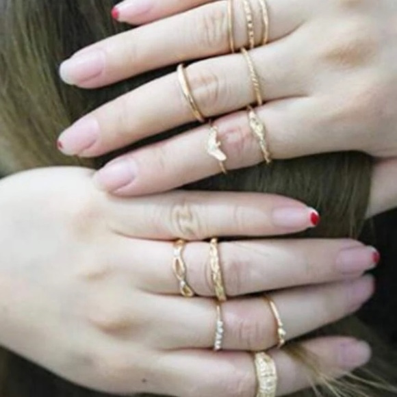 *3/$20* 12 Piece Gold Rhinestone Ring Set - Picture 2 of 9